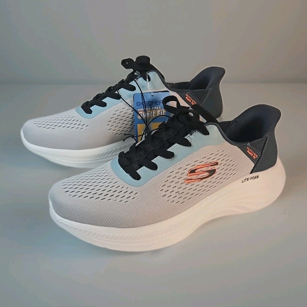 Skechers Men Grey Mesh Swift-Fit Sneaker Memory Foam Tennis Shoes SZ 11 NWOB